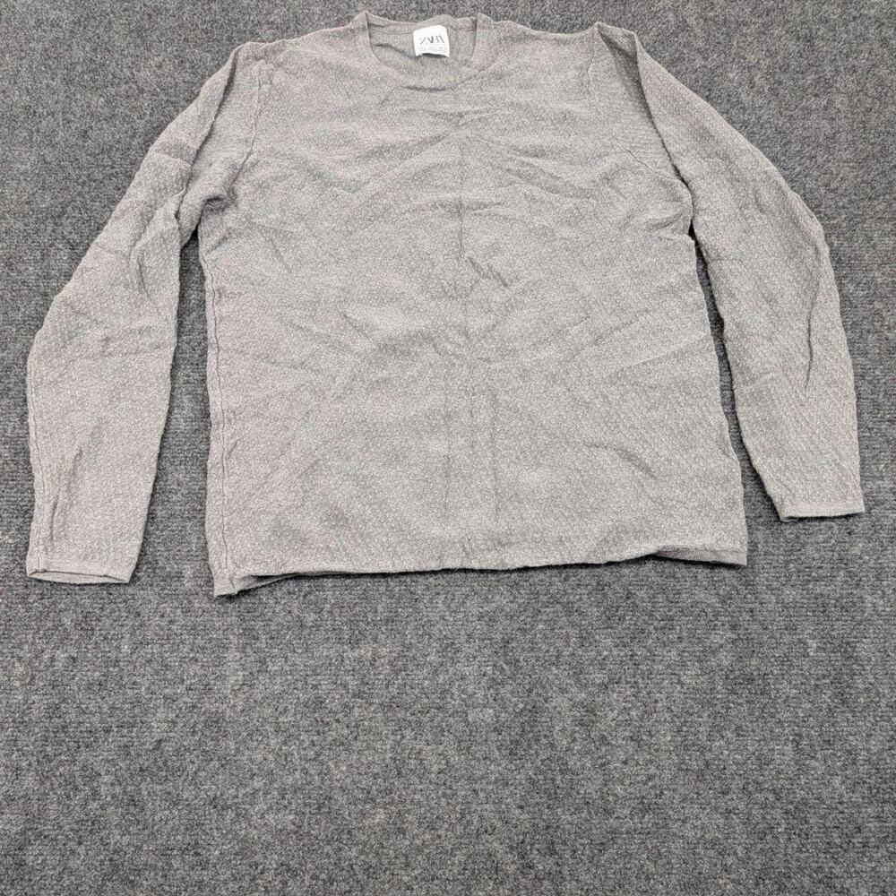 Zara Sweater Womens Medium Grey Oversized Knit Pullover Long Sleeve Top